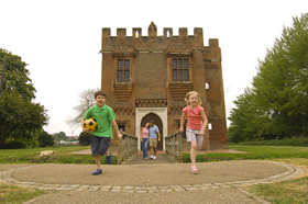 A family enjoying a day at Rye House Gatehouse in Lee Valley Park.