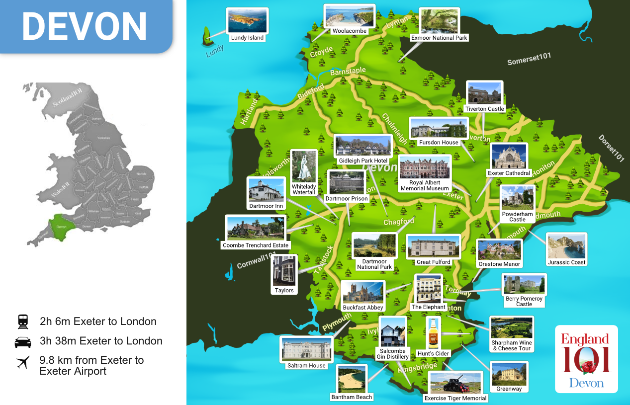 Devon County England Map