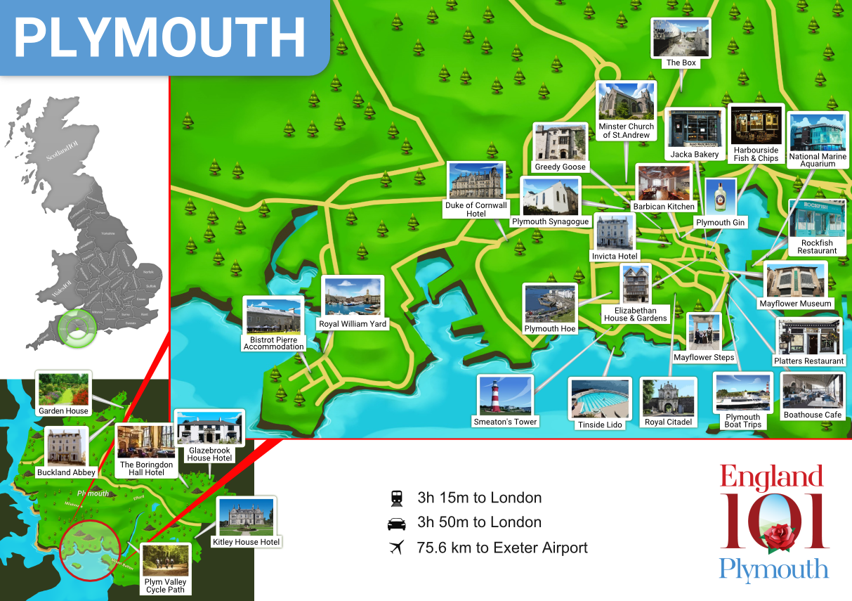 England 101 - Map of Plymouth. Super simplistic but easy to use at a 